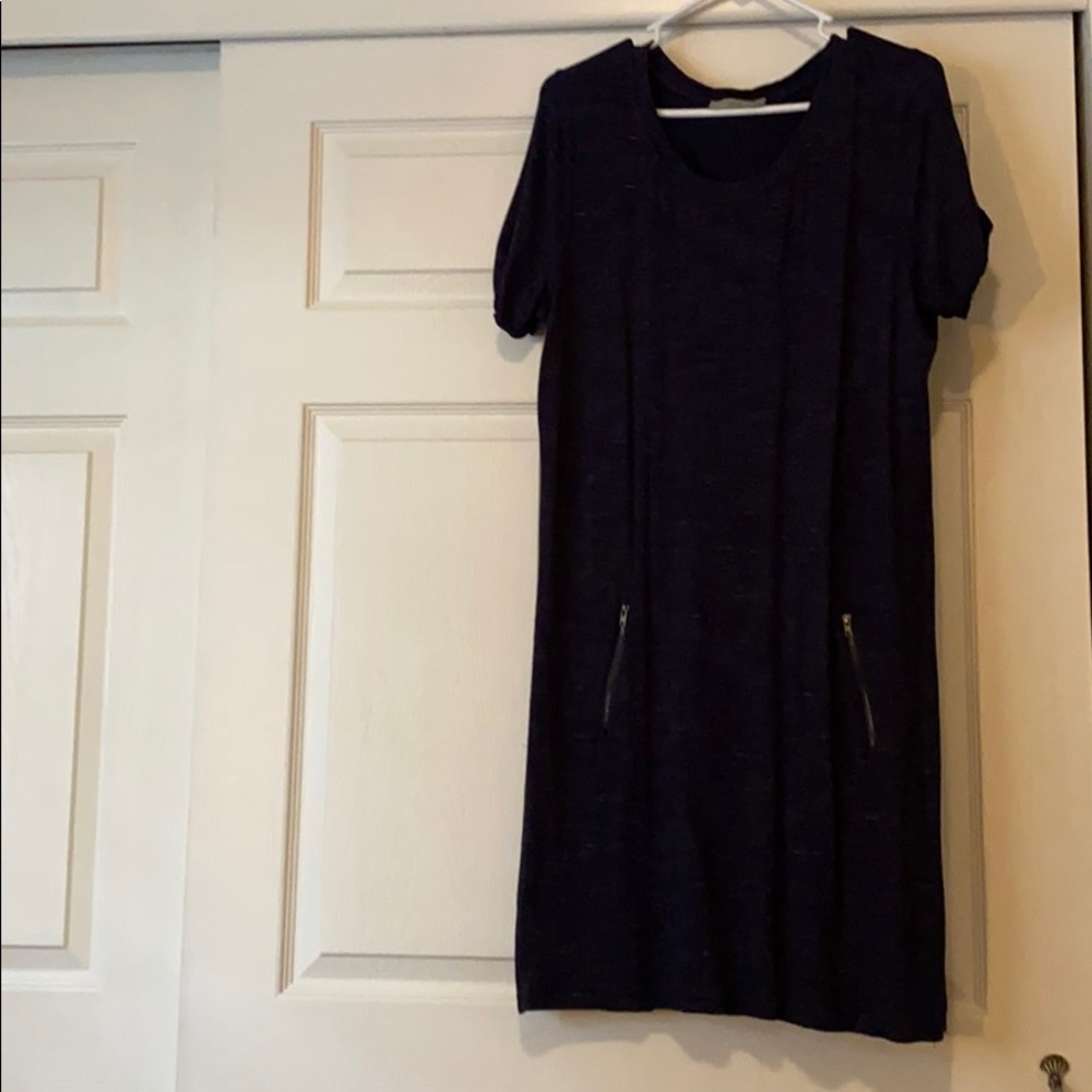 navy blue cotton dress with pockets